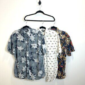 Lot Of 3 Eddie Bauer XL Printed Cotton Button Down Shirts Short Sleeve Tops